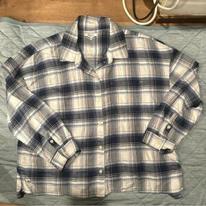 madewell top xl women long sleeve shirt Blue And White